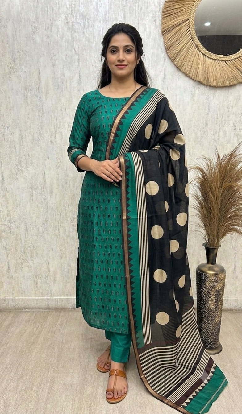 Premium Maheshwari Unstitched 3-Piece Suit Set