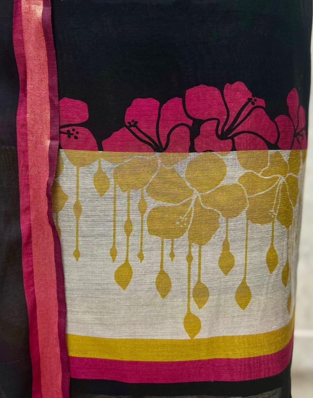 Maheshwari Cotton Unstitched 3-Piece Suit for Women