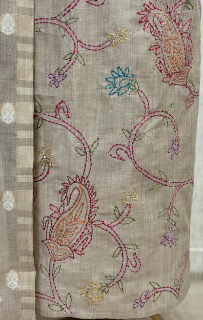 Elegant Jamdani Linen Unstitched 3-Piece Suit