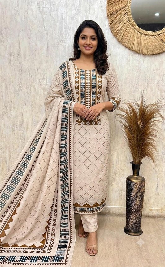 Premium Mul Cotton 3-Piece Suit