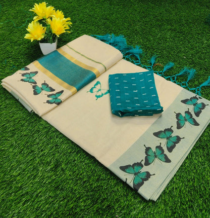 🦋 Premium Tissue Butterfly Saree with Tassels ✨