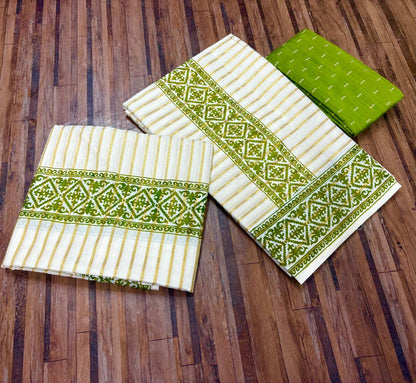 Striped Print Set Mundu + Blouse Piece | ₹1,599