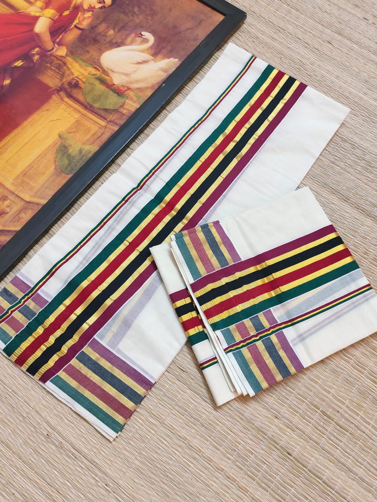 Premium Cotton Handloom Zari Set Mundu