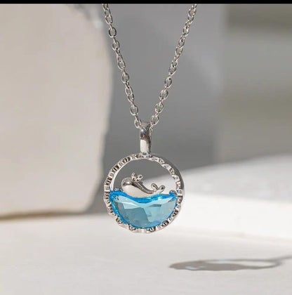 "Ocean's Grace" 925 Sterling Silver Whale Pendant Necklace