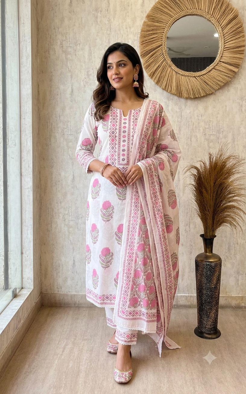 Elegant Mul Cotton 3-Piece Suit