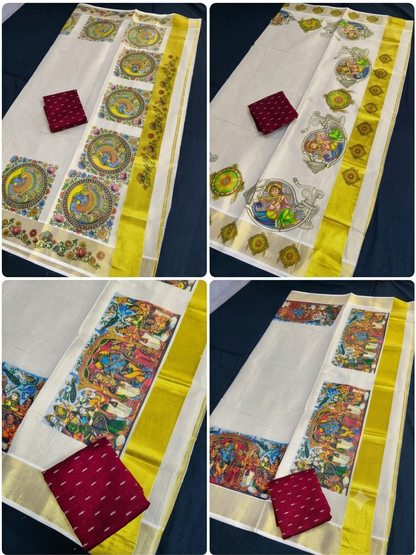 Premium Tissue Mural Print Saree