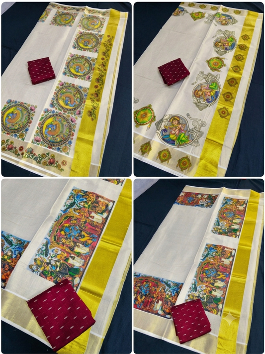 Premium Tissue Mural Print Saree