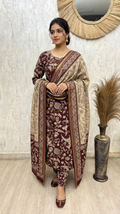 Elegant Maheshwari Cotton Unstitched 3-Piece Suit Set