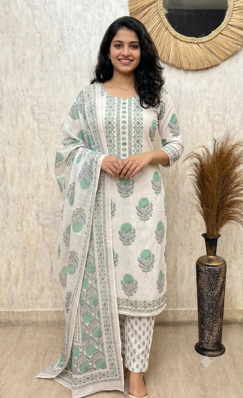 Elegant Mul Cotton 3-Piece Suit