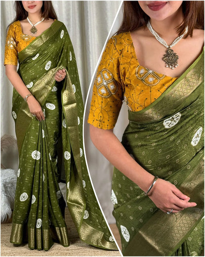 Premium Moss Jacquard Saree