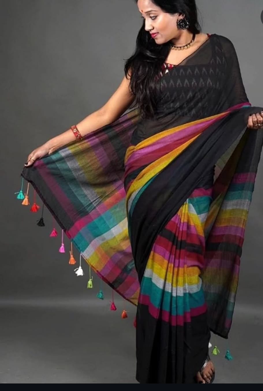 Trending MUL MUL Rainbow Cotton Saree