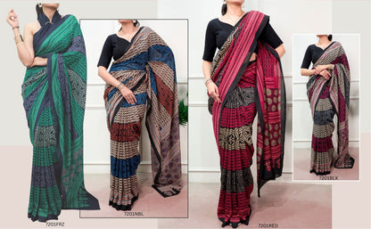 Printed Poly Mal Cotton Saree