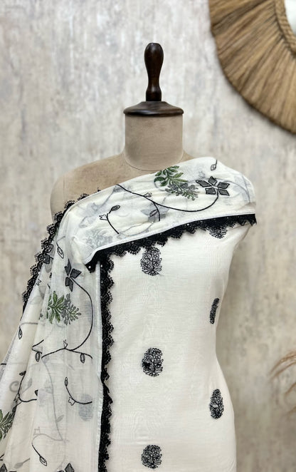 Elegant Mul Chanderi 3-Piece Suit