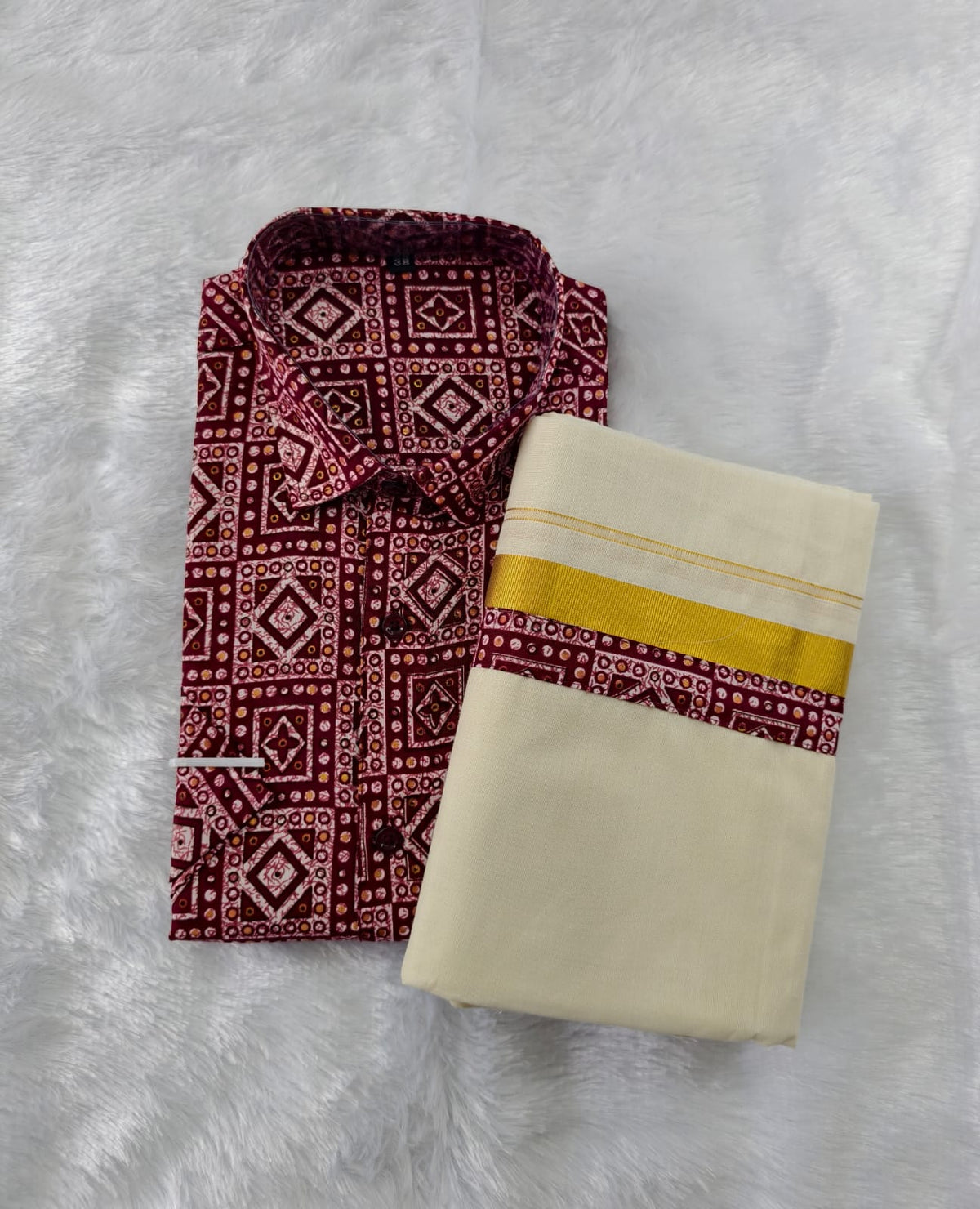 Premium Rayon Printed Shirts + Mundu combo