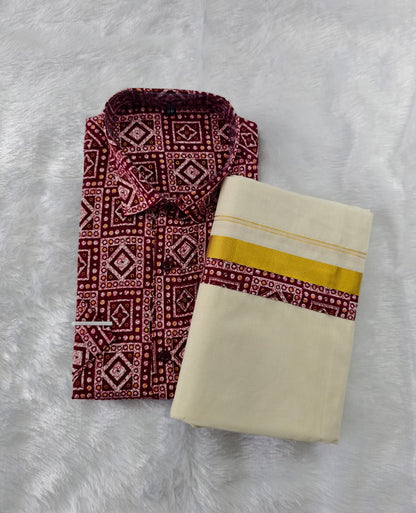 Premium Rayon Printed Shirts + Mundu combo