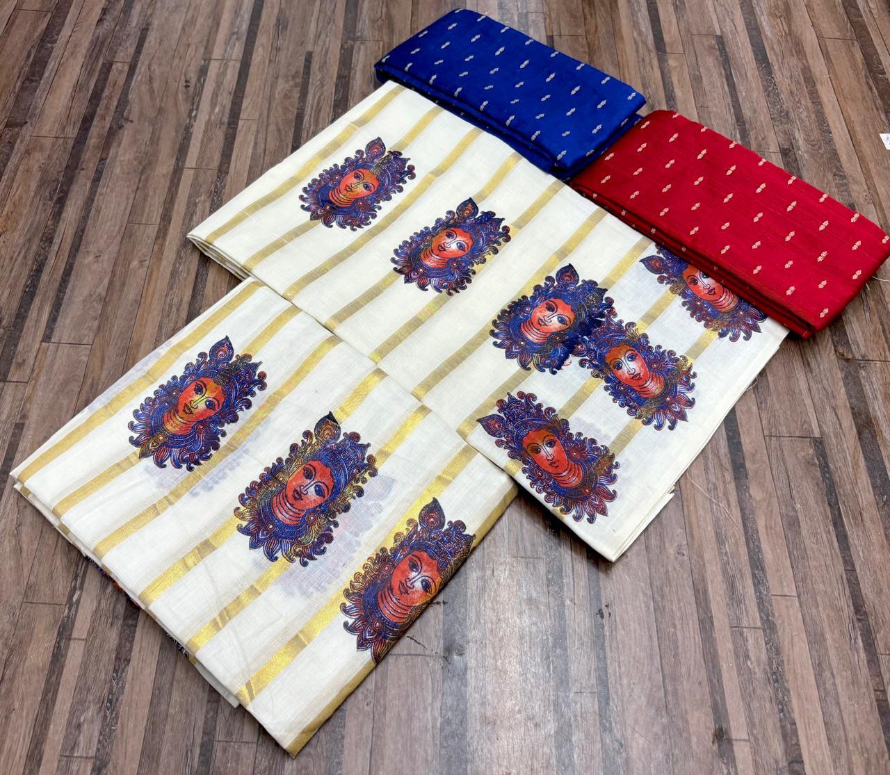Striped Print Set Mundu – Premium Cotton Lines