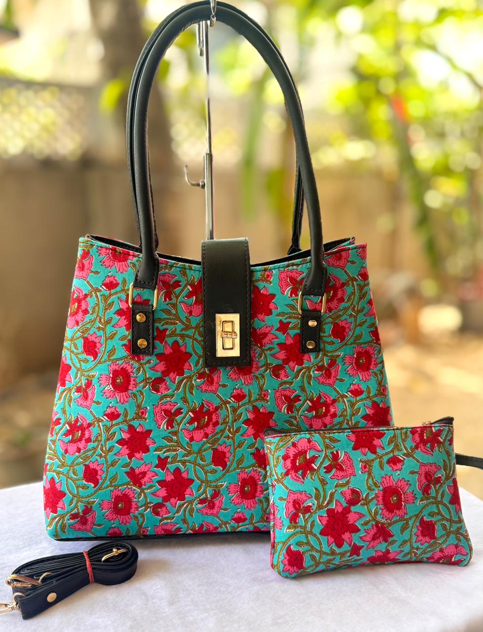 Python Tote Cum Sling Bag – Hand Block Printed