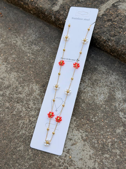 Premium Anti-Tarnish Flower Chain Necklace for Women | 316L Stainless Steel | Multicolour