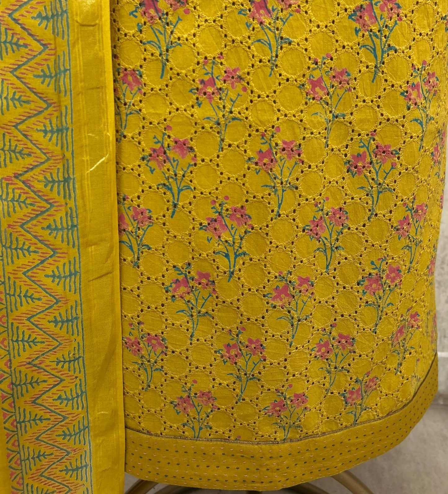 Women's Pure Cotton Unstitched Salwar Suit Material | 3-Piece Set with Cotton Dupatta & Bottom (Plus Size Friendly up to 58" Bust)