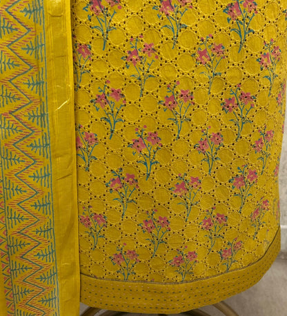 Women's Pure Cotton Unstitched Salwar Suit Material | 3-Piece Set with Cotton Dupatta & Bottom (Plus Size Friendly up to 58" Bust)