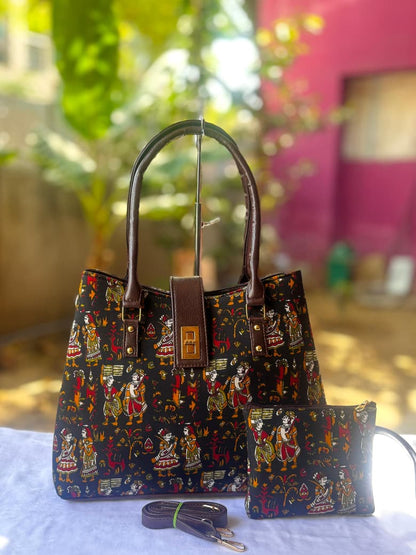 Python Tote Cum Sling Bag – Hand Block Printed