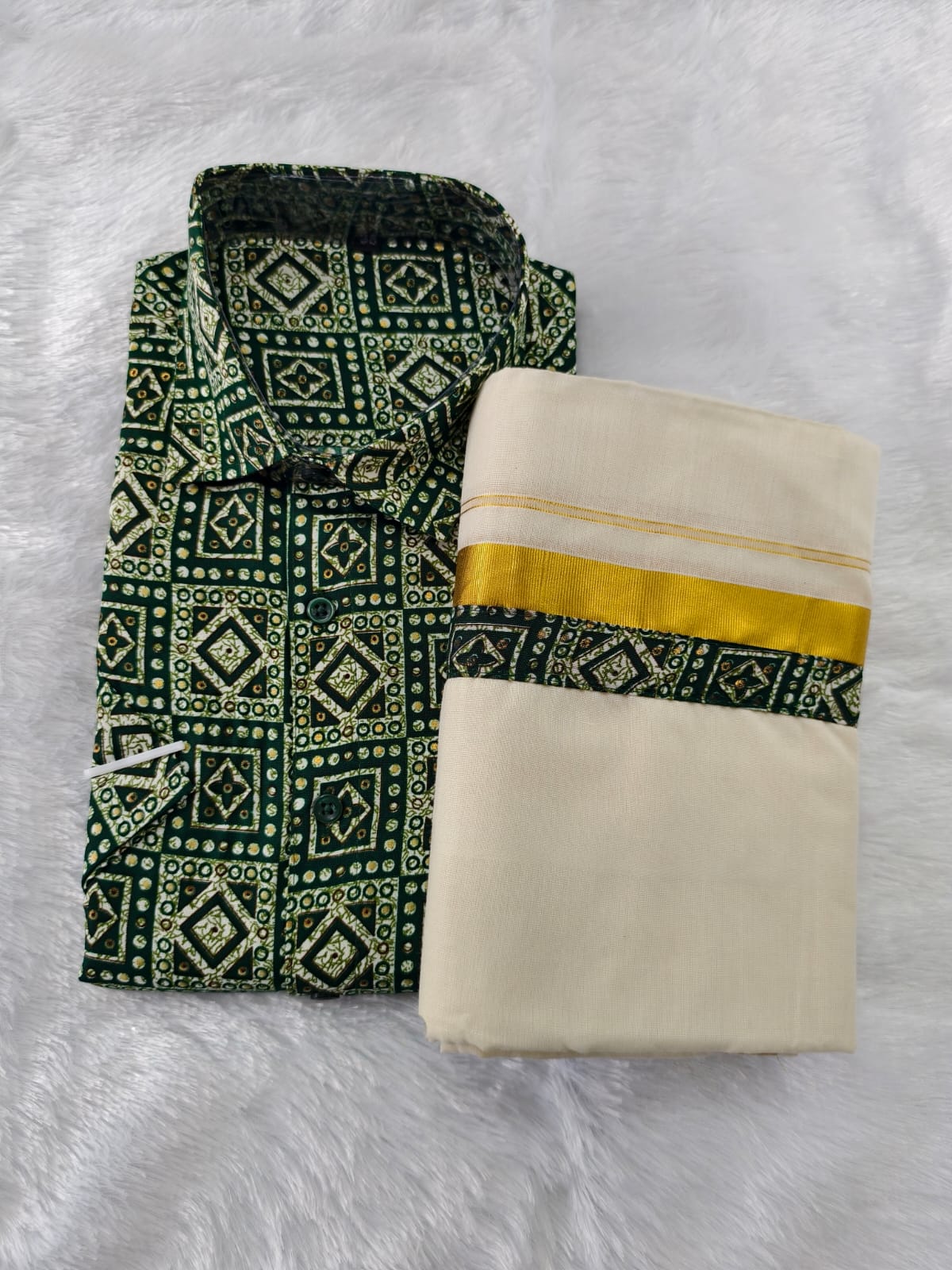 Premium Rayon Printed Shirts + Mundu combo
