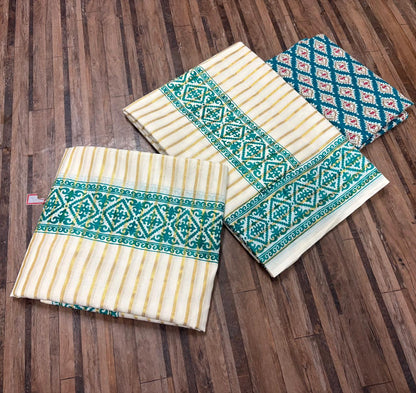 Striped Print Set Mundu + Blouse Piece | ₹1,599