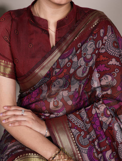 Luxury Chanderi Kalamkari Saree
