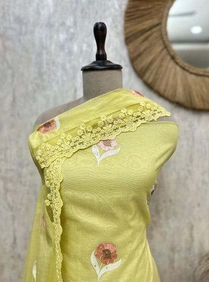 Premium Mul Chanderi Unstitched Suit Set