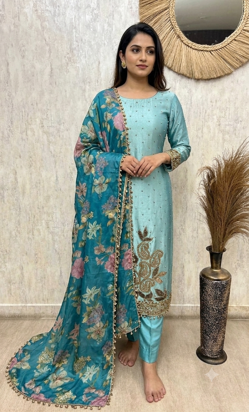 Luxury Giraffe Tissue Unstitched 3-Piece Suit Set