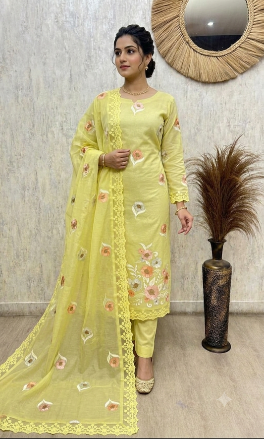 Premium Mul Chanderi Unstitched Suit Set