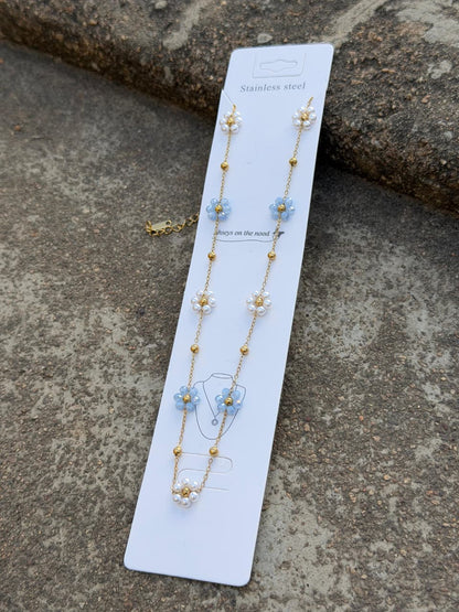 Premium Anti-Tarnish Flower Chain Necklace for Women | 316L Stainless Steel | Multicolour