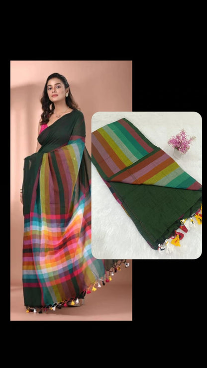 Trending MUL MUL Rainbow Cotton Saree