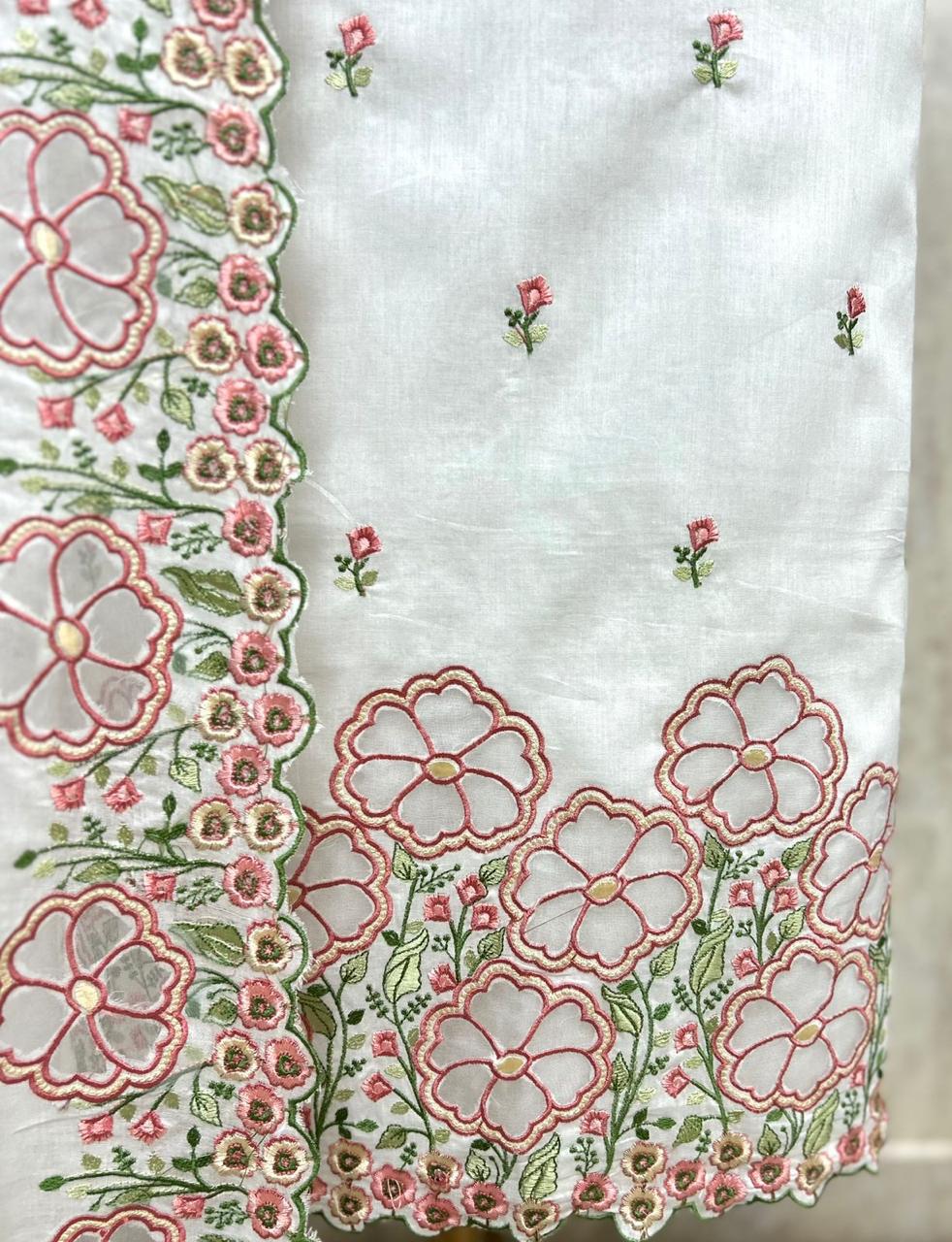 Elegant Mul Chanderi Unstitched 3-Piece Suit
