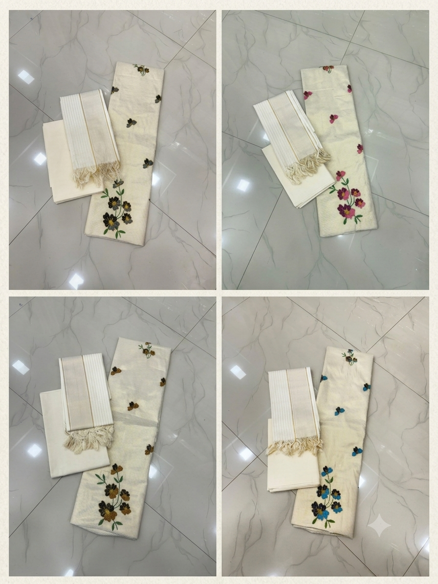 Premium Microcheck Embroidered Cotton Churidar Material Set