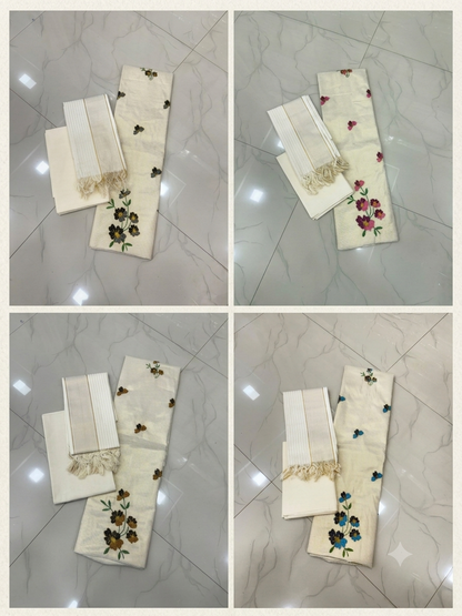 Premium Microcheck Embroidered Cotton Churidar Material Set