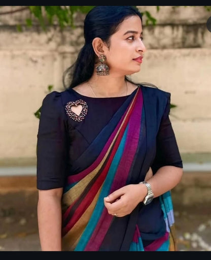 Trending MUL MUL Rainbow Cotton Saree