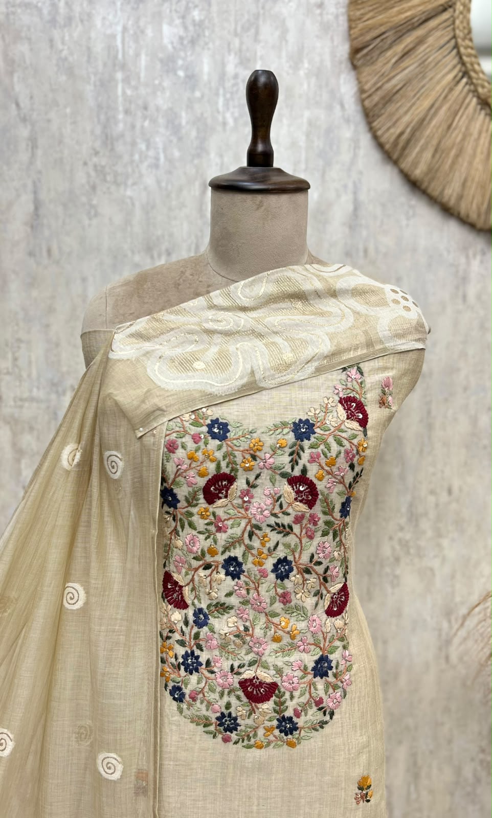 Luxury Jamdani Linen 3-Piece Suit
