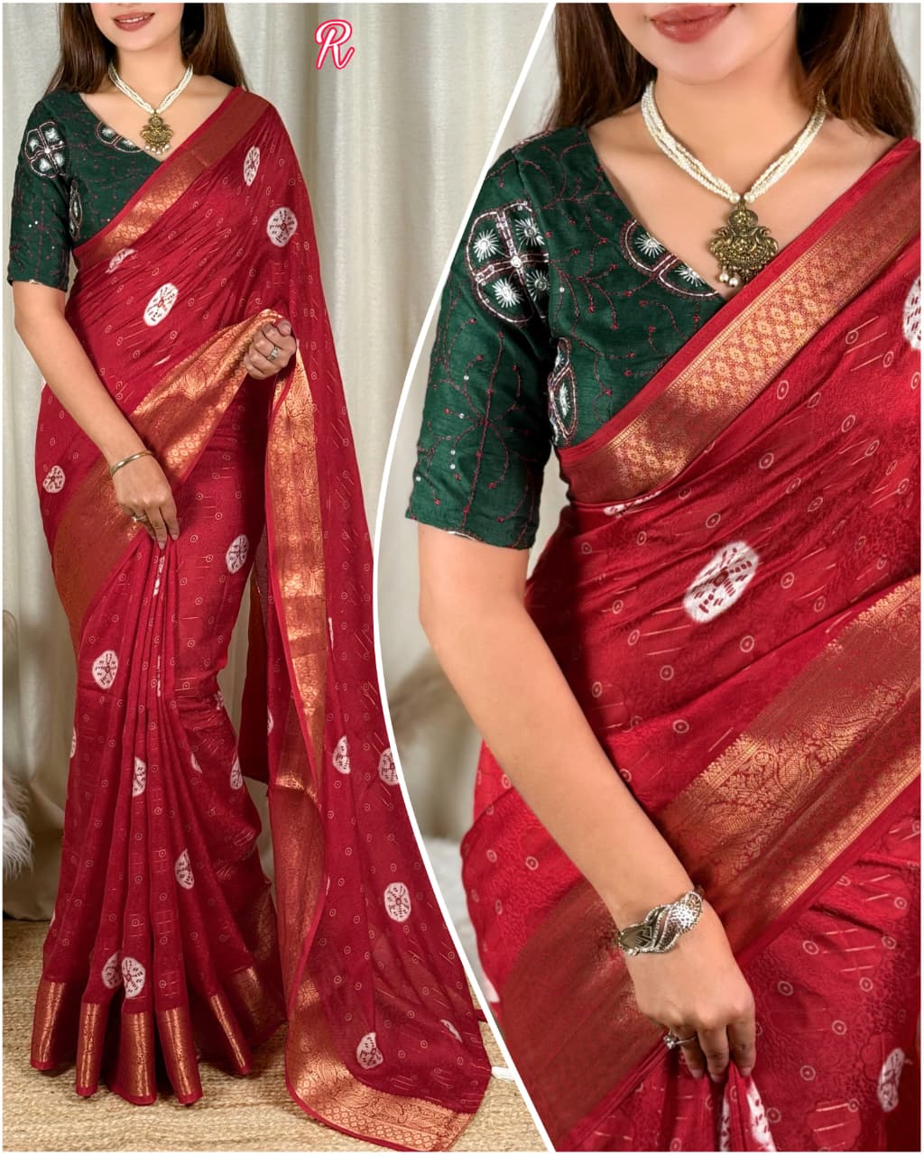 Premium Moss Jacquard Saree