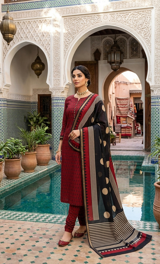 Premium Maheshwari Cotton Suit Set