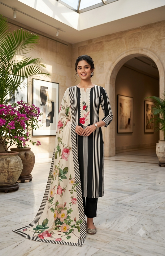 Premium Muslin Unstitched 3-Piece Suit