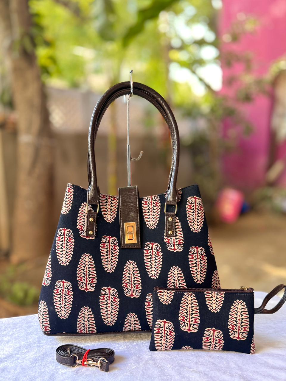 Python Tote Cum Sling Bag – Hand Block Printed