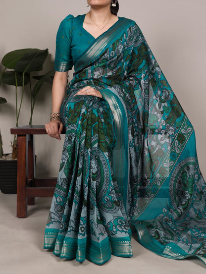 Luxury Chanderi Kalamkari Saree