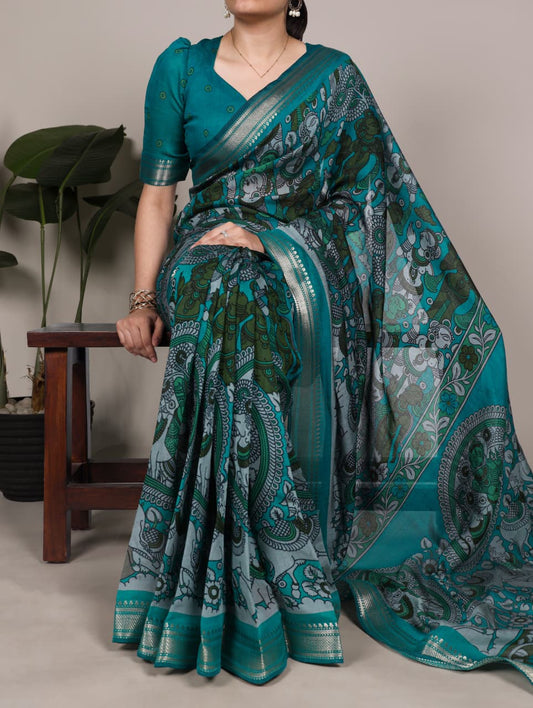 Luxury Chanderi Kalamkari Saree