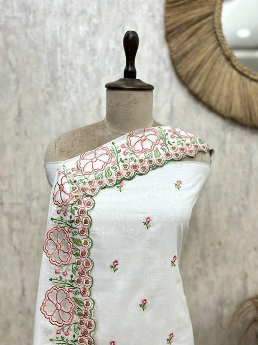 Elegant Mul Chanderi Unstitched 3-Piece Suit