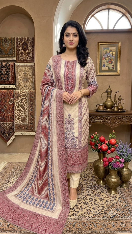 Luxury Jamdani Linen 3-Piece Suit