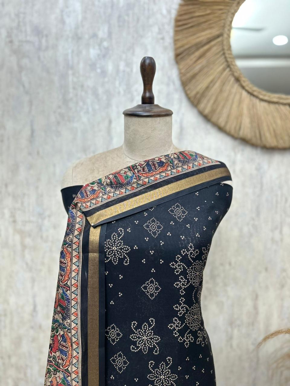 Premium Maheshwari Cotton Unstitched 3-Piece Suit Set
