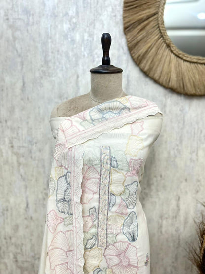Premium Mul Chanderi Unstitched Suit Set