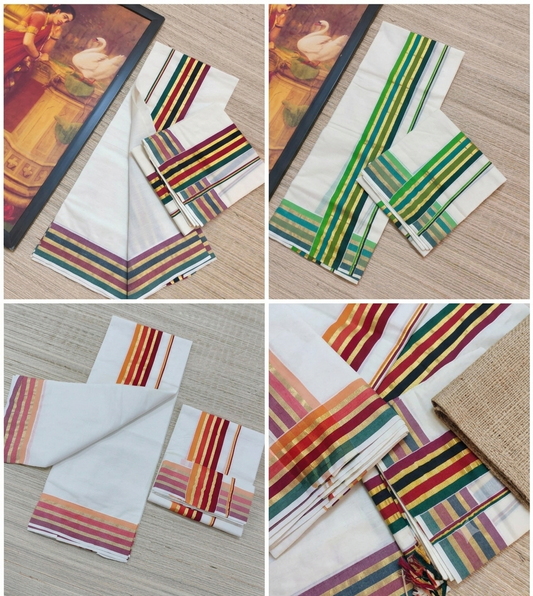 Premium Cotton Handloom Zari Set Mundu