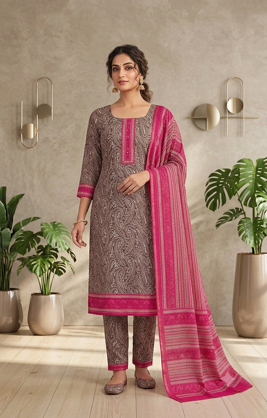 Premium Maheshwari Cotton Suit Set
